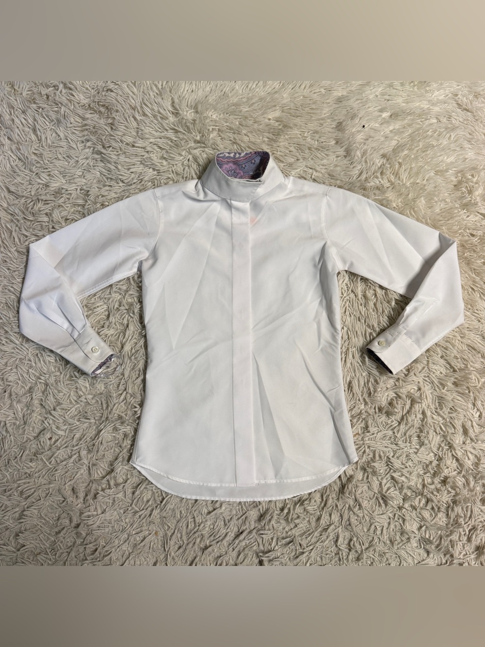 Child’s Size 8 White Essex Classics Long Sleeve Horseback Riding Show Shirt